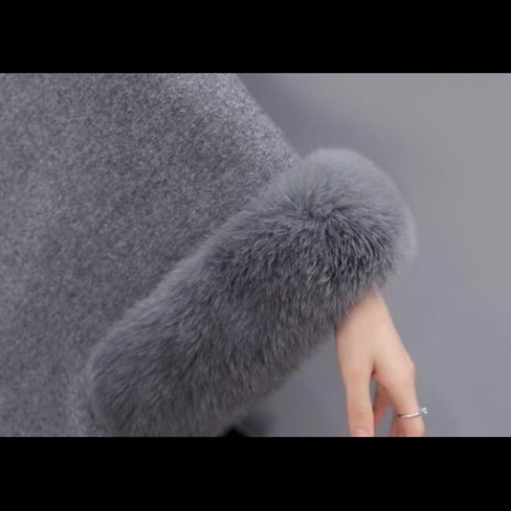 😱*LAST ONE* Knee-Length Cape Poncho Coat Faux Fur - Picture 6 of 7